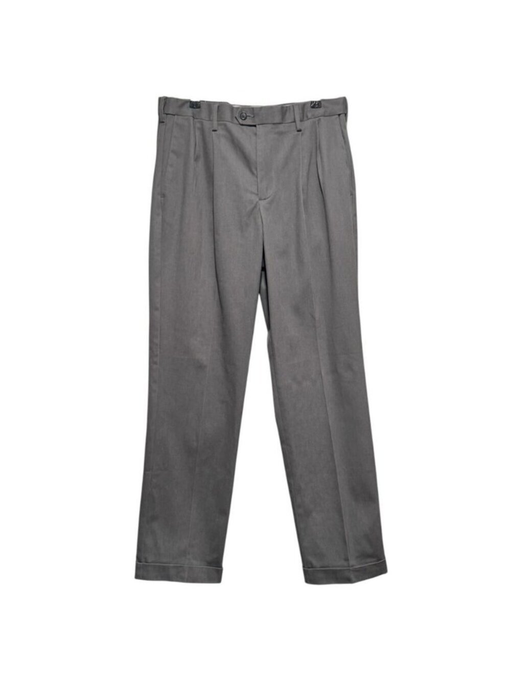 Croft & Barrow Mens Size 32x32 Gray Pleated Cuffed Chino Dress Pants